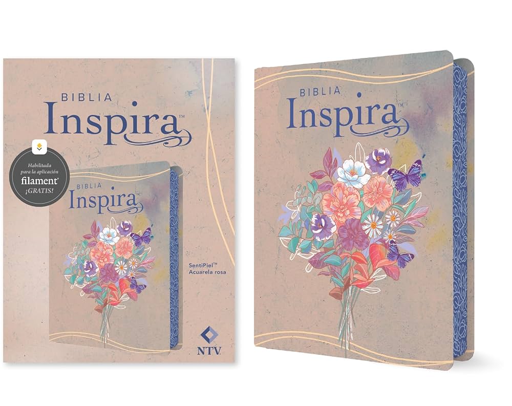 Biblia Inspira NTV con Filament (SentiPiel, Acuarela rosa)