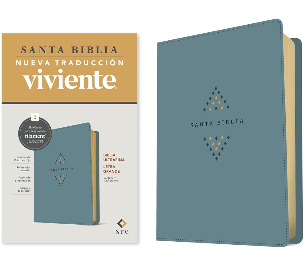 Biblia NTV Ultrafina letra grande con Filament, SentiPiel azul sereno