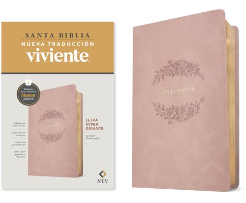 Biblia NTV letra súper gigante con Filament, SentiPiel rosado pálido