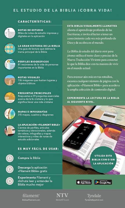 Biblia de Estudio del Diario Vivir para Jovenes NTV | Filament| Sentipiel Rosa